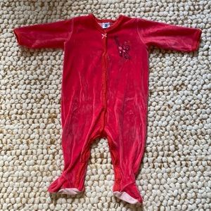 Petit Bateau Baby Girl Velour Snap Footie Pajamas Size 6M